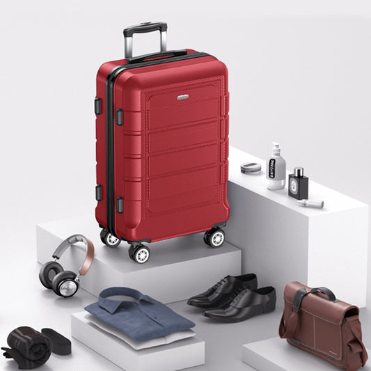 PC+ABS Durable Suitcase Double Wheels TSA Lock Bright Red