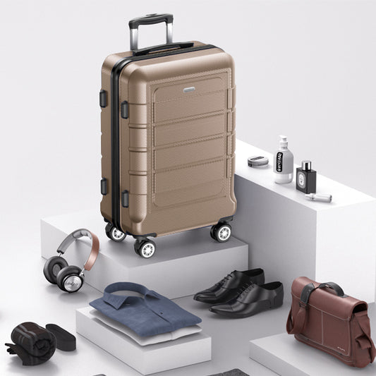 Expandable PC+ABS Durable Suitcase Sets Double Wheels TSA Lock Champagne