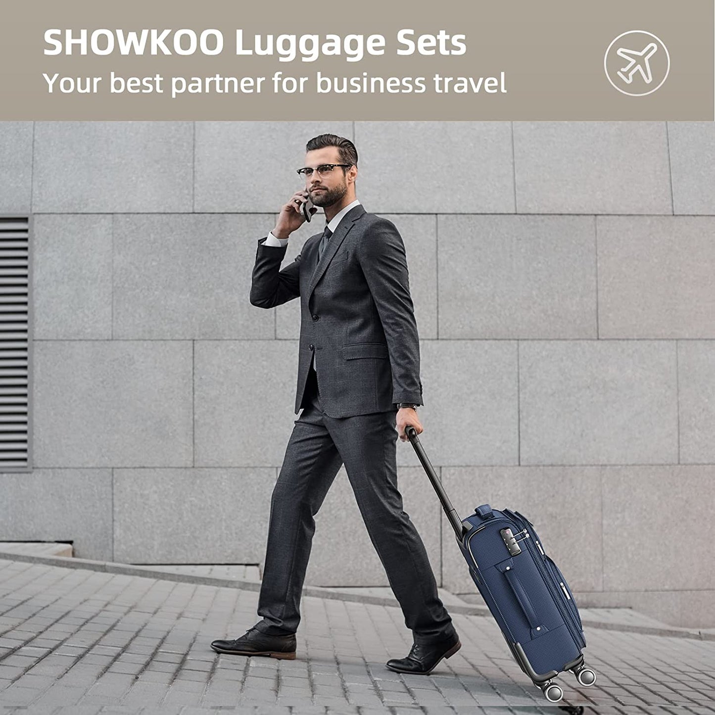 Luggage Sets 3 Piece Softside Expandable Lightweight Durable Suitcase Sets Double Spinner Wheels TSA Lock