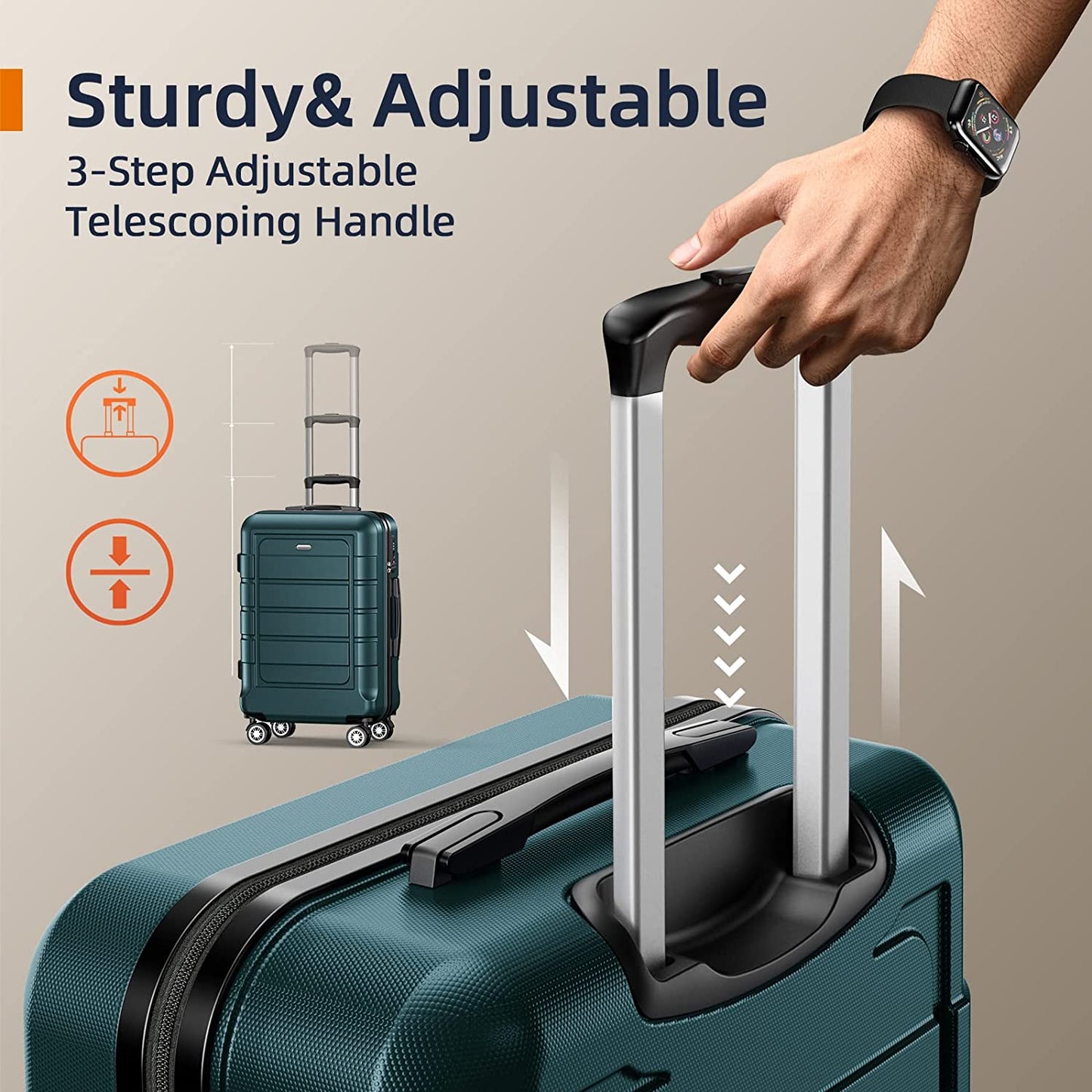 Expandable PC+ABS Durable Suitcase Double Wheels TSA Lock (ArmyGreen)