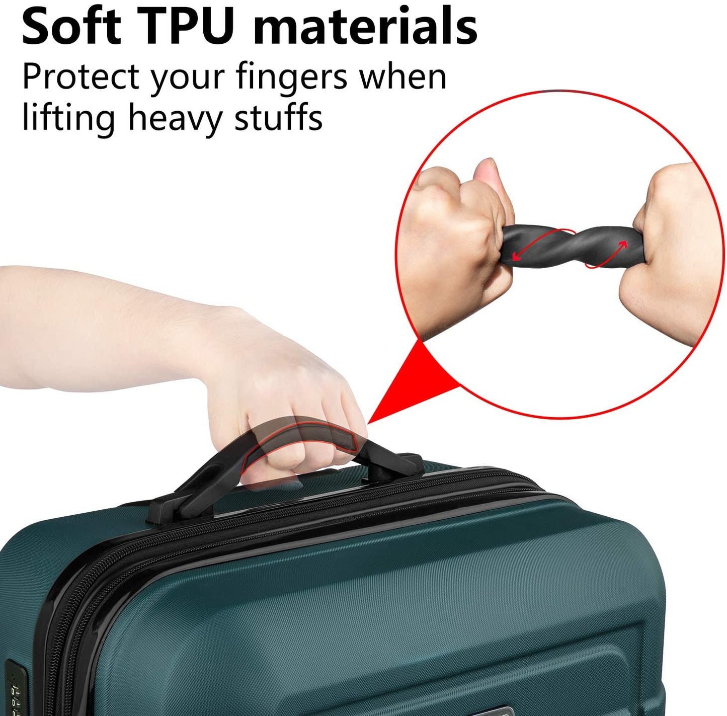 Luggage Sets Expandable Suitcase Double Wheels TSA Lock (ArmyGreen)