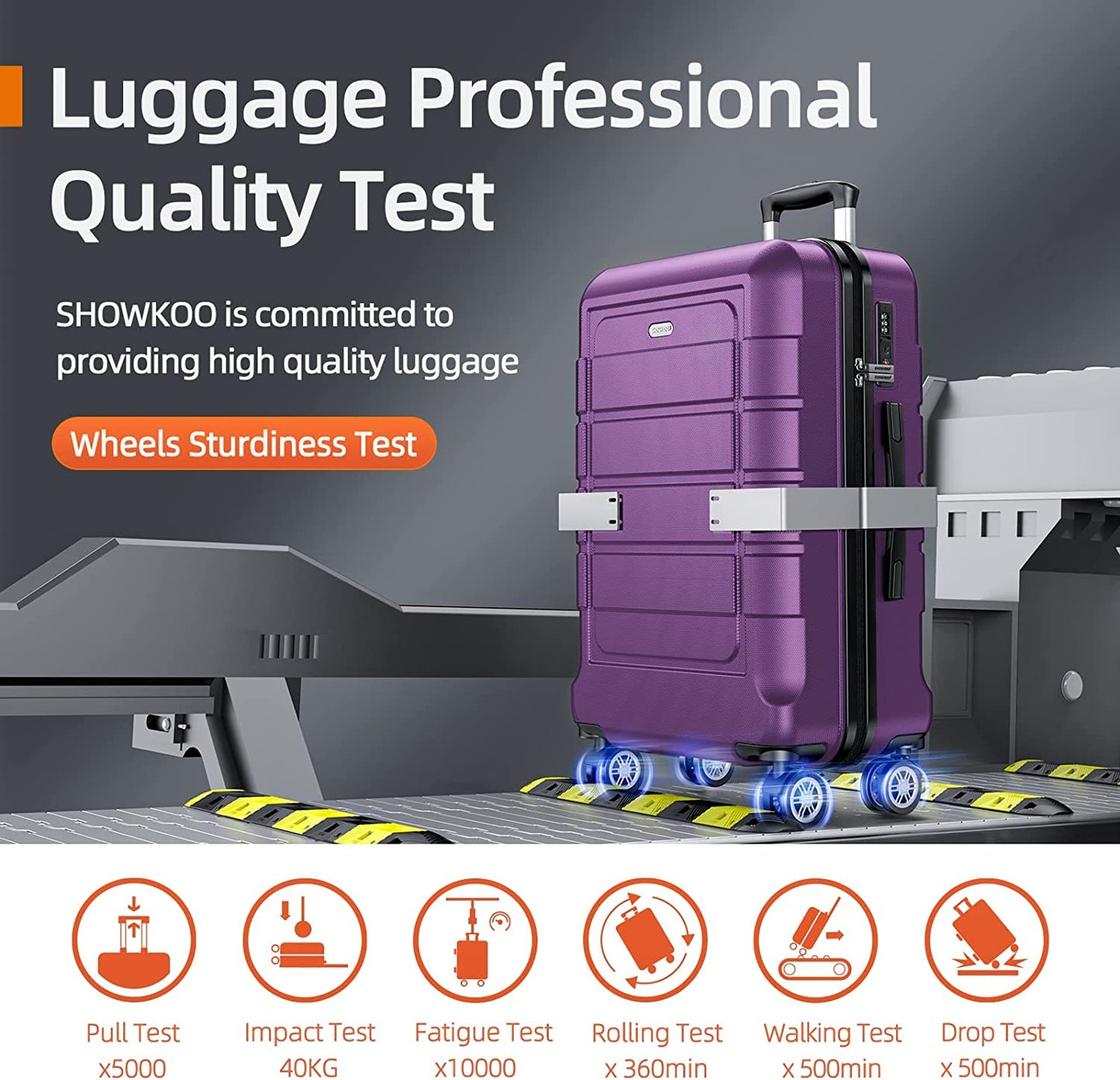 Luggage Sets Expandable PC+ABS Durable Suitcase Sets Double Wheels TSA Lock Luggage Set Purple