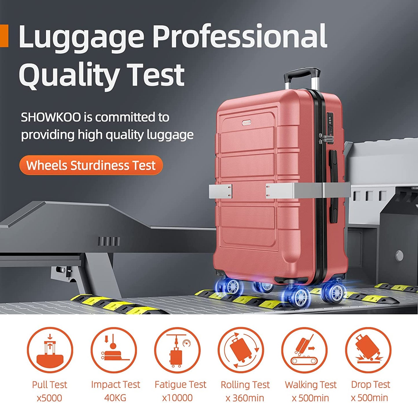 Luggage Sets Expandable PC+ABS 3pcs Suitcase Double Wheels TSA Lock Rose Gold
