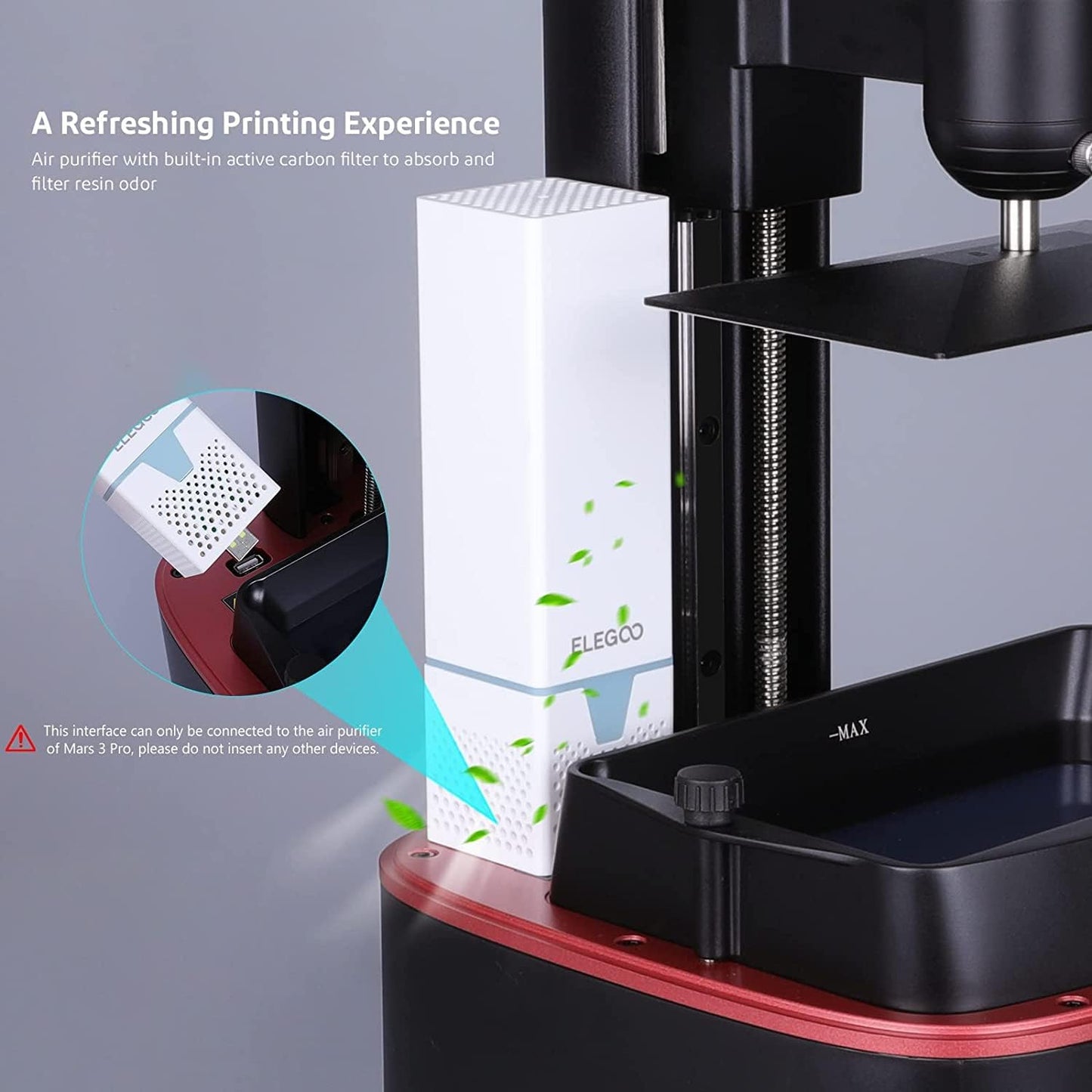 Resin 3D Printer, Mars 3 Pro MSLA 3D Printer with 6.6-Inch Ultra 4K Monochrome LCD, Print Size of 143.43×89.6×175mm/5.647×3.52×6.8in and Replaceable Activated-Carbon