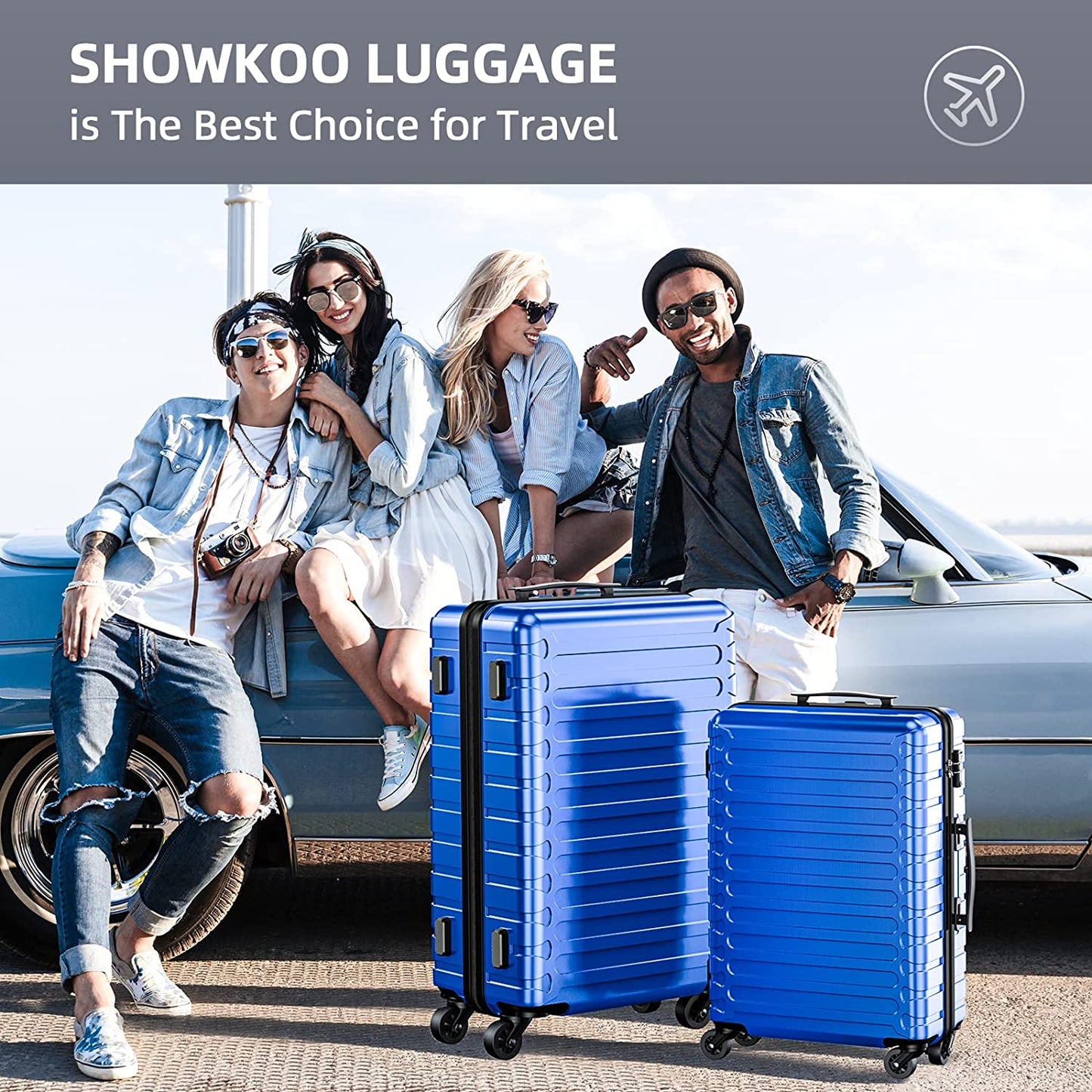 Luggage Sets Expandable ABS Hardshell 3pcs Clearance Luggage Hardside Lightweight Durable Suitcase sets Spinner Wheels Suitcase with TSA Lock