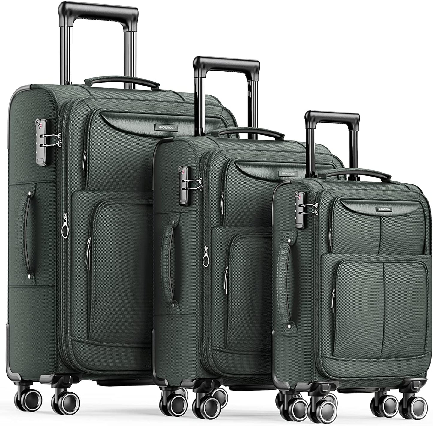 Luggage Sets 3 Piece Softside Expandable Lightweight Durable Suitcase Sets Double Spinner Wheels TSA Lock