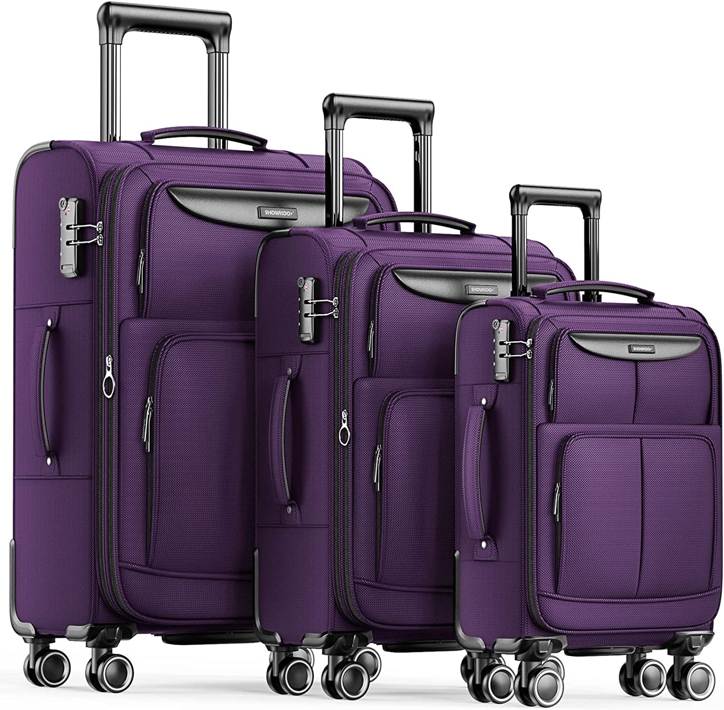 Luggage Sets 3 Piece Softside Expandable Lightweight Durable Suitcase Sets Double Spinner Wheels TSA Lock