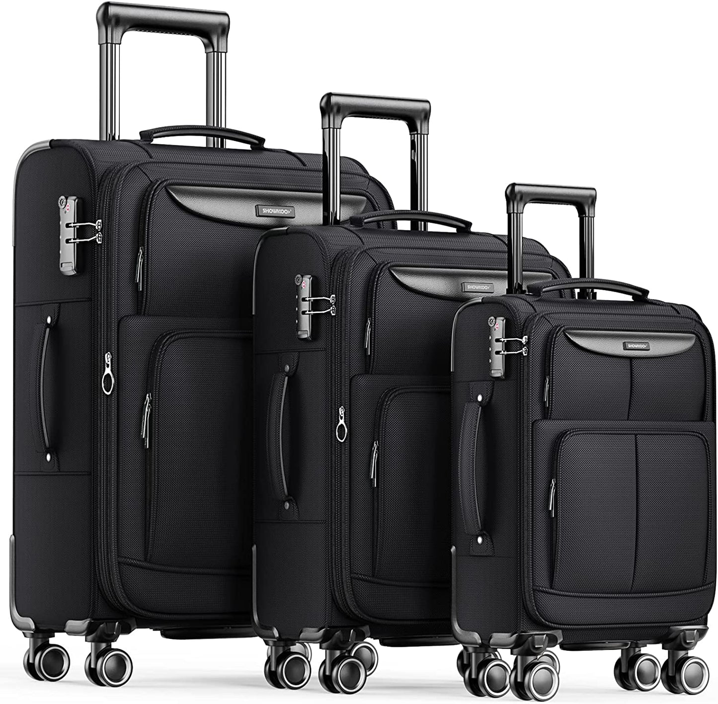 Luggage Sets 3 Piece Softside Expandable Lightweight Durable Suitcase Sets Double Spinner Wheels TSA Lock