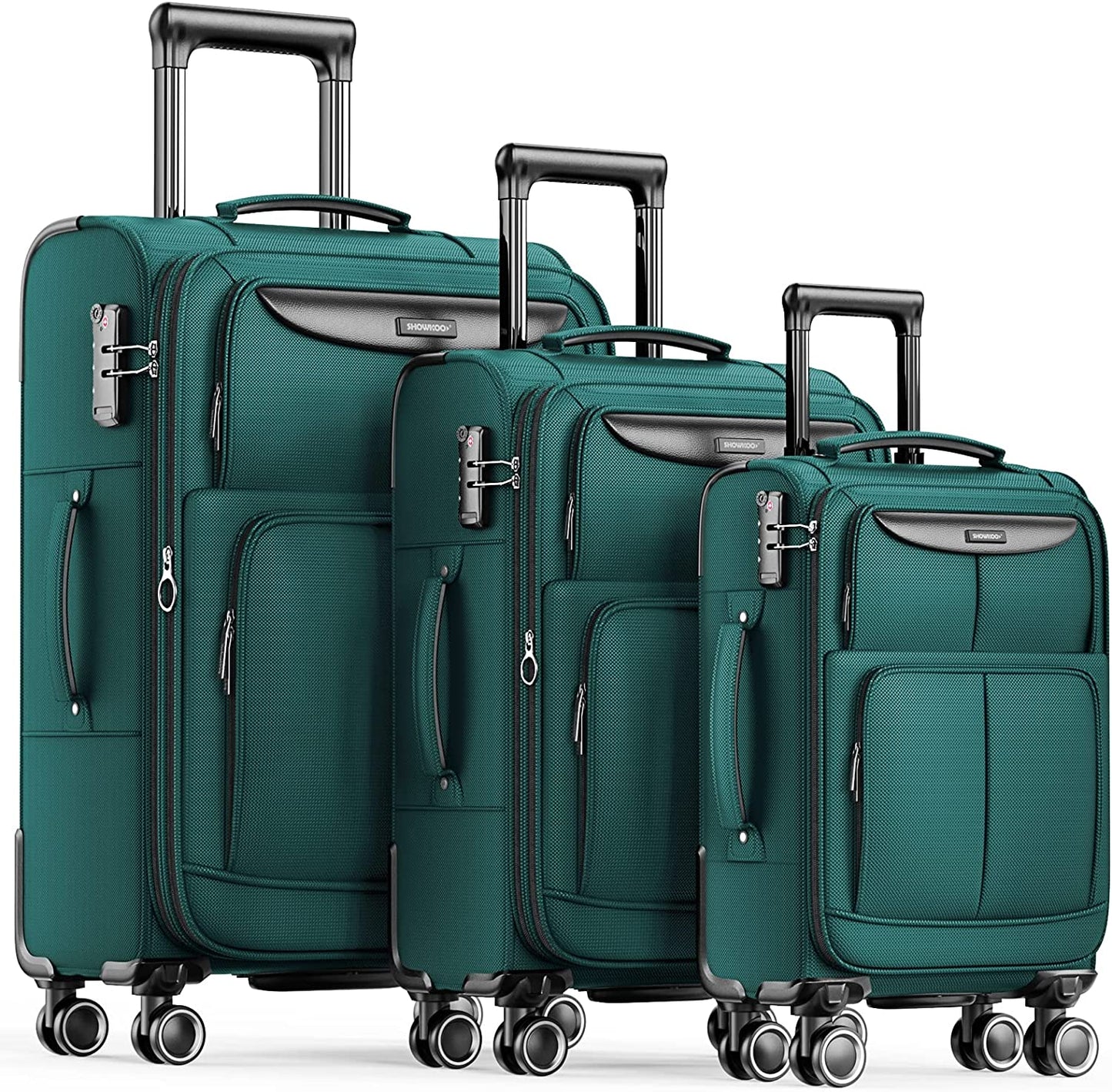 Luggage Sets 3 Piece Softside Expandable Lightweight Durable Suitcase Sets Double Spinner Wheels TSA Lock