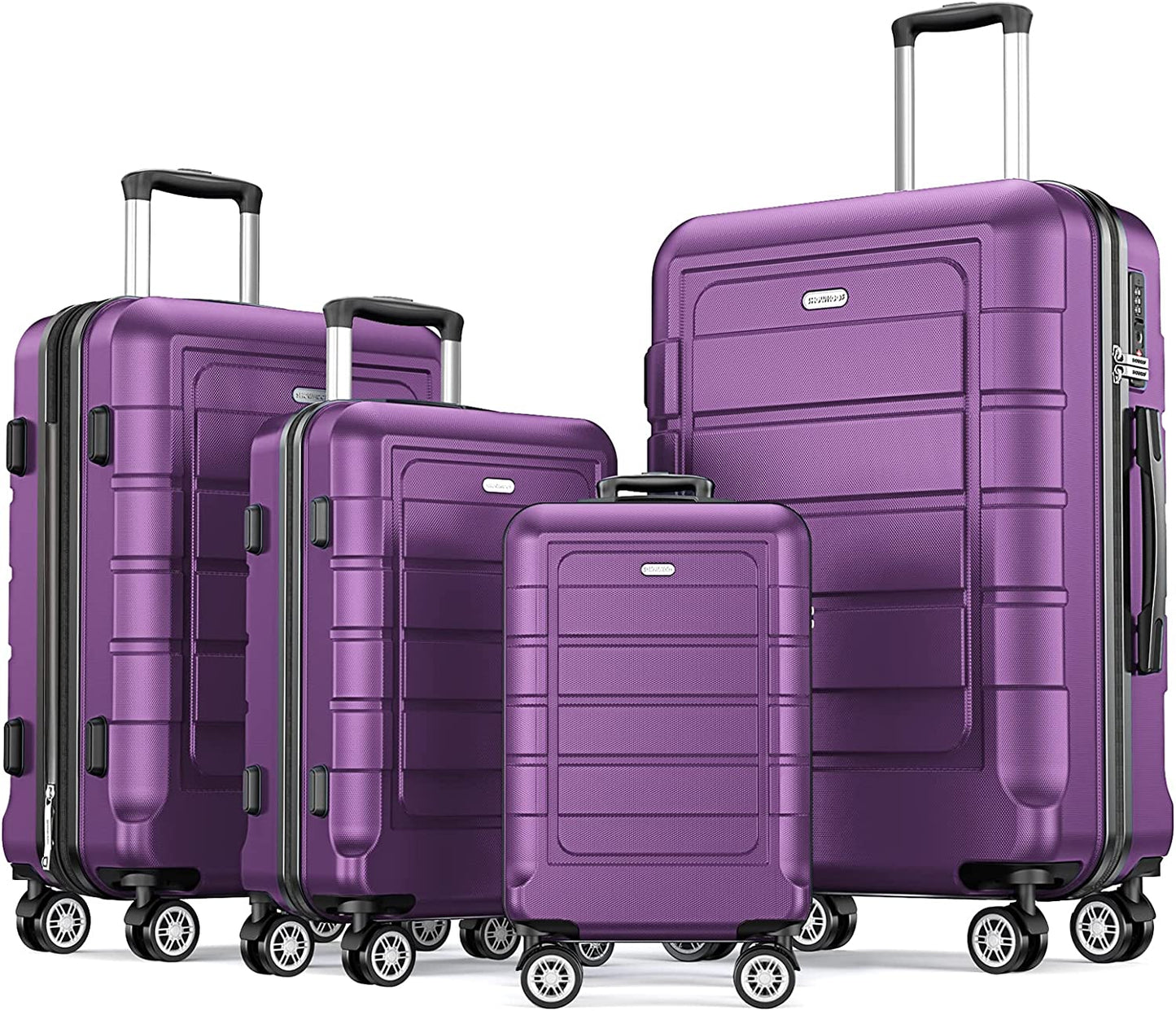 Luggage Sets Expandable PC+ABS Durable Suitcase Sets Double Wheels TSA Lock Luggage Set Purple