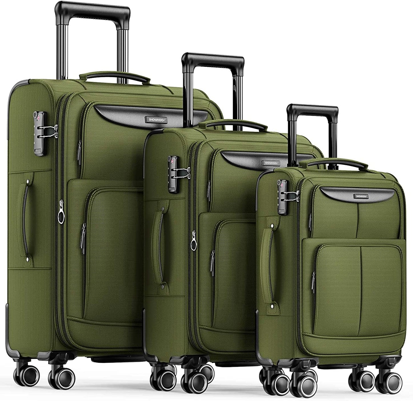 Luggage Sets 3 Piece Softside Expandable Lightweight Durable Suitcase Sets Double Spinner Wheels TSA Lock