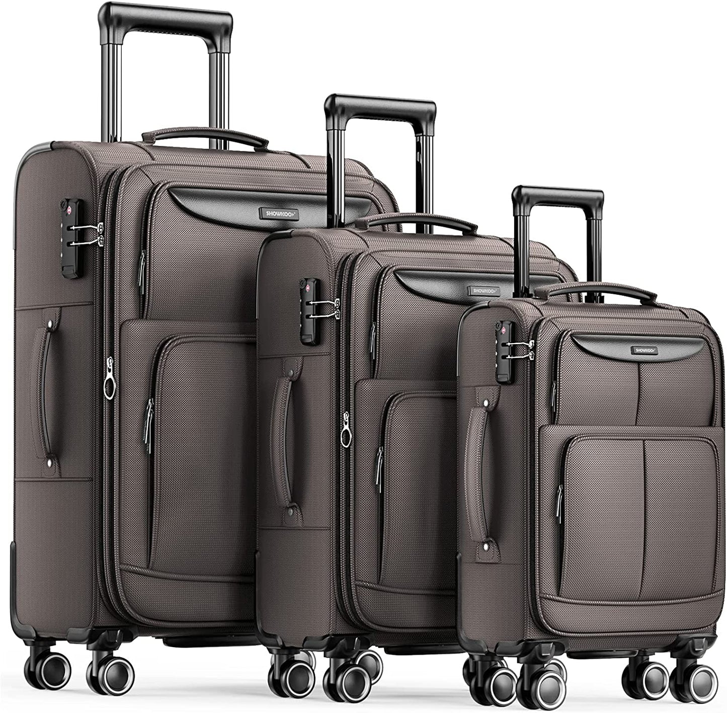 Luggage Sets 3 Piece Softside Expandable Lightweight Durable Suitcase Sets Double Spinner Wheels TSA Lock