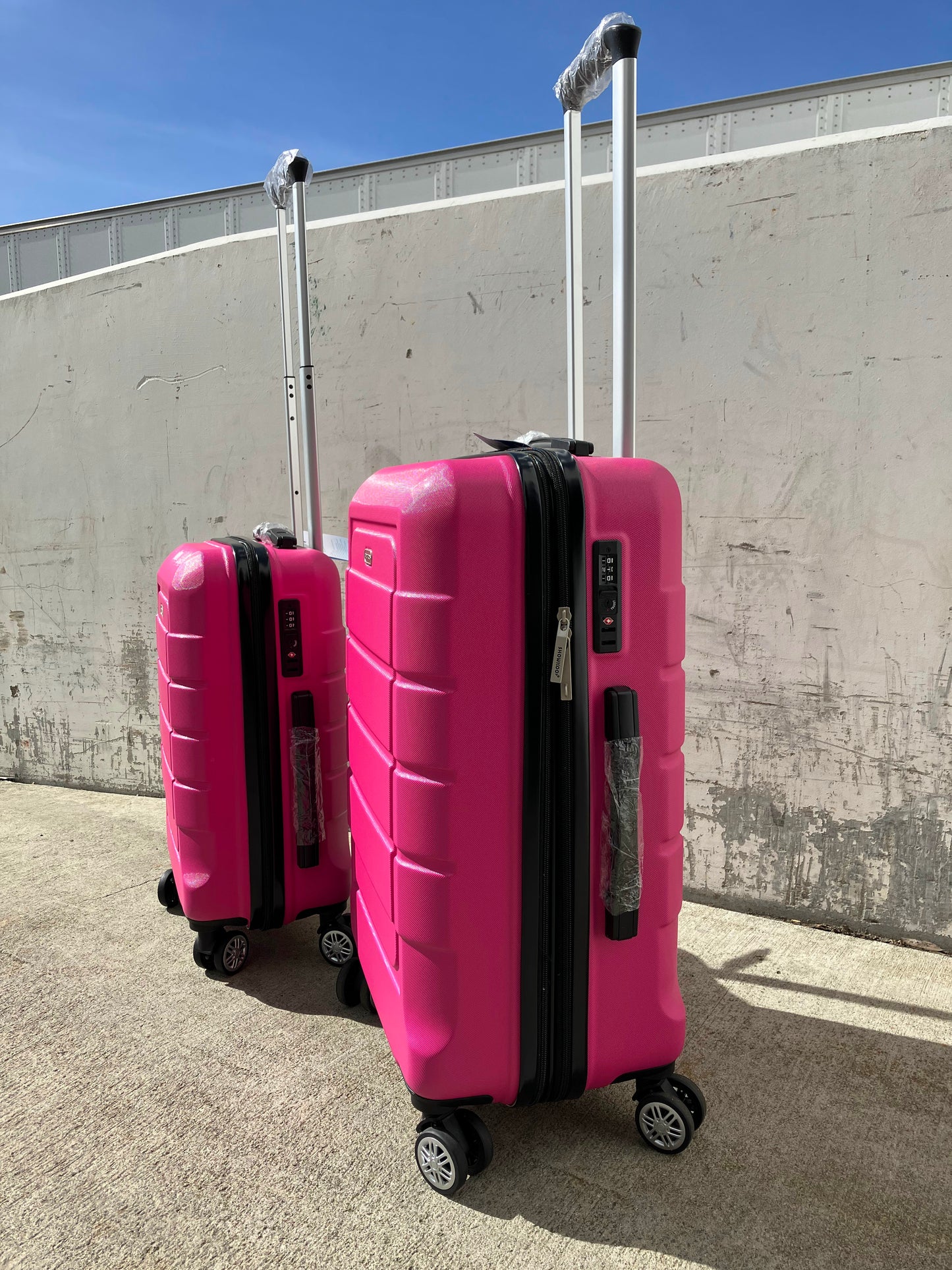 Luggage Sets Expandable PC+ABS Durable Suitcase Sets Double Wheels TSA Megenta