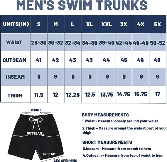 Mens Swim Trunks Long, Quick Dry Mens Boardshorts, 9 Inches Inseam Mens Bathing Suits with Mesh Lining