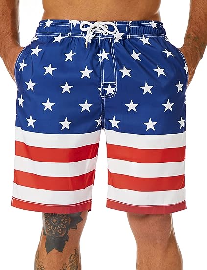 Mens Swim Trunks Long, Quick Dry Mens Boardshorts, 9 Inches Inseam Mens Bathing Suits with Mesh Lining