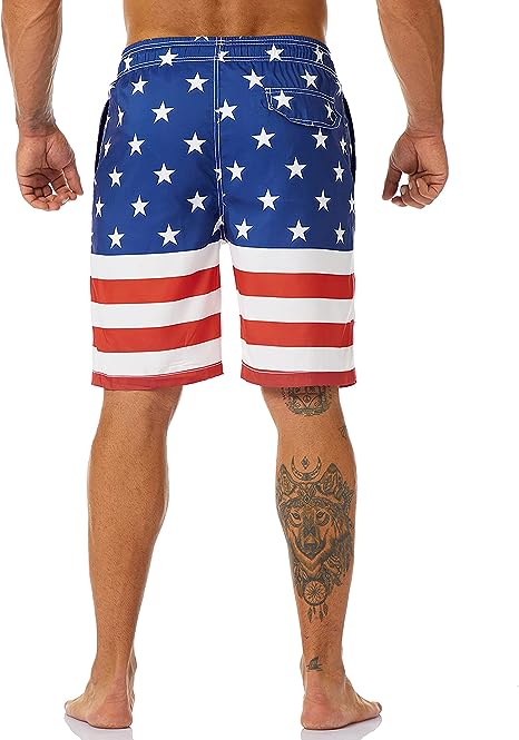 Mens Swim Trunks Long, Quick Dry Mens Boardshorts, 9 Inches Inseam Mens Bathing Suits with Mesh Lining