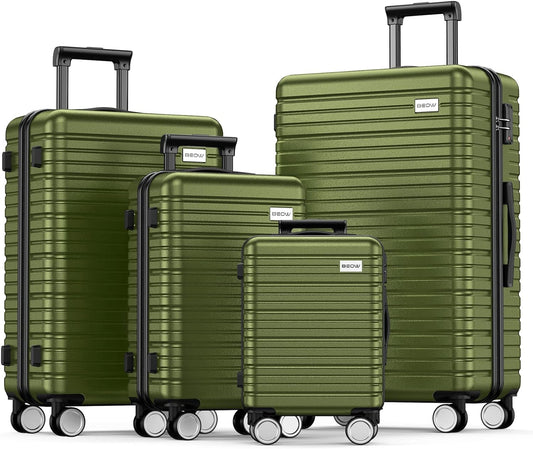 Luggage Sets 4-Piece (16/20/24/28)" Expandable Suitcases with Wheels PC+ABS Durable Hardside Luggage Clearance OliveGreen