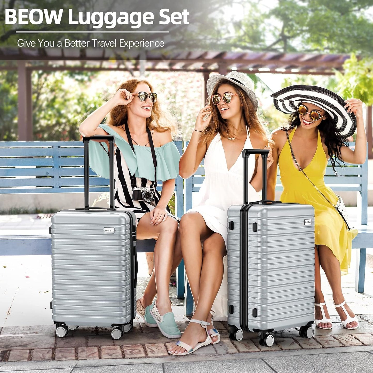 Luggage Sets Expandable Lightweight Suitcases with Wheels PC+ABS Durable Travel Luggage TSA Lock Silver 3pcs Hard Shell Luggage Set Expandable Suitcases with 360-Degree Spinner Wheels