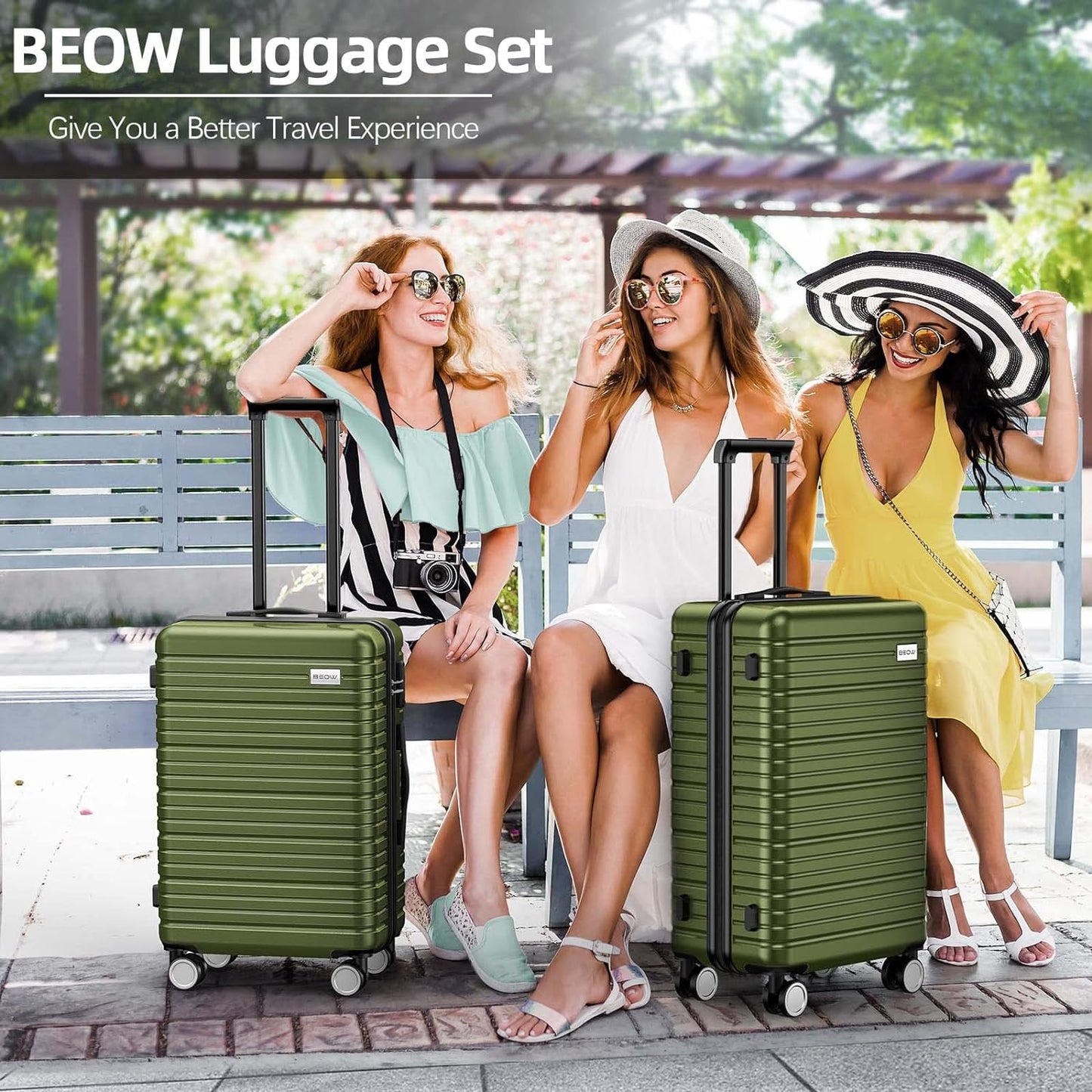 Luggage Sets 4-Piece (16/20/24/28)" Expandable Suitcases with Wheels PC+ABS Durable Hardside Luggage Clearance OliveGreen