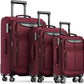 Luggage Sets 3 Piece Softside Expandable Lightweight Durable Suitcase Sets Double Spinner Wheels TSA Lock Wine Red (20in/24in/28in)