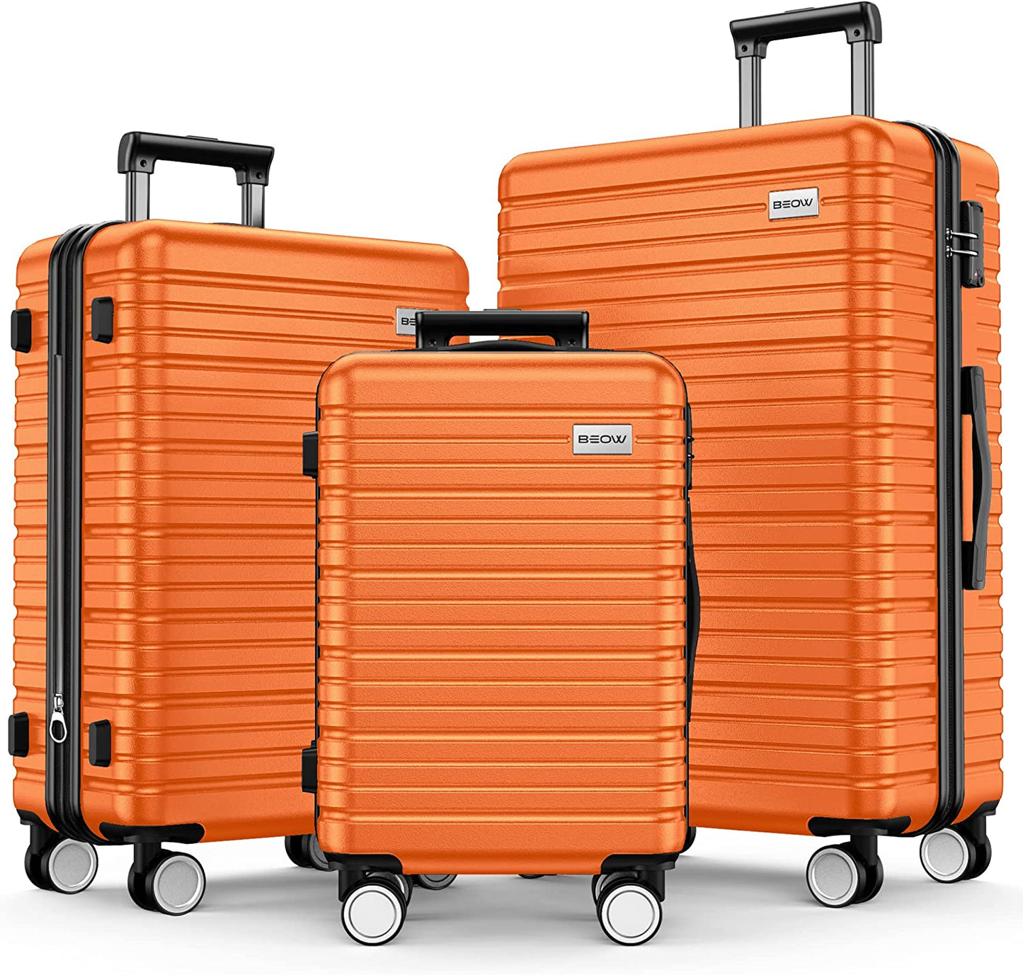 Luggage Set Clearance Lightweight Suitcases with Wheels ABS Durable Travel 3 Piece Set with TSA Lock20/24/28(Orange)