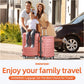 Luggage Sets Expandable PC+ABS 3pcs Suitcase Double Wheels TSA Lock Rose Gold