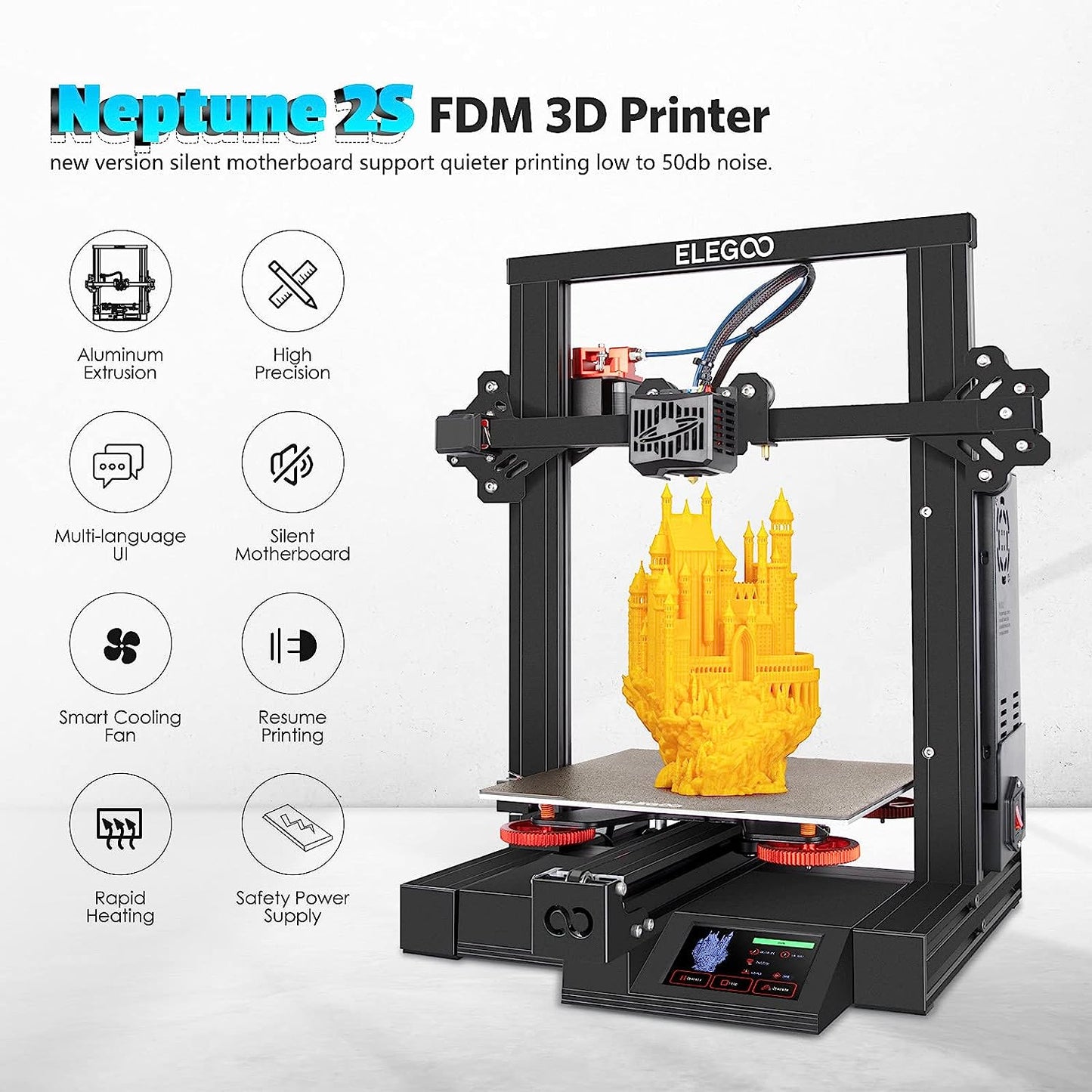 Neptune 2S FDM 3D Printer with Resume Printing Function Printing Size 8.66x8.66x9.84 inch