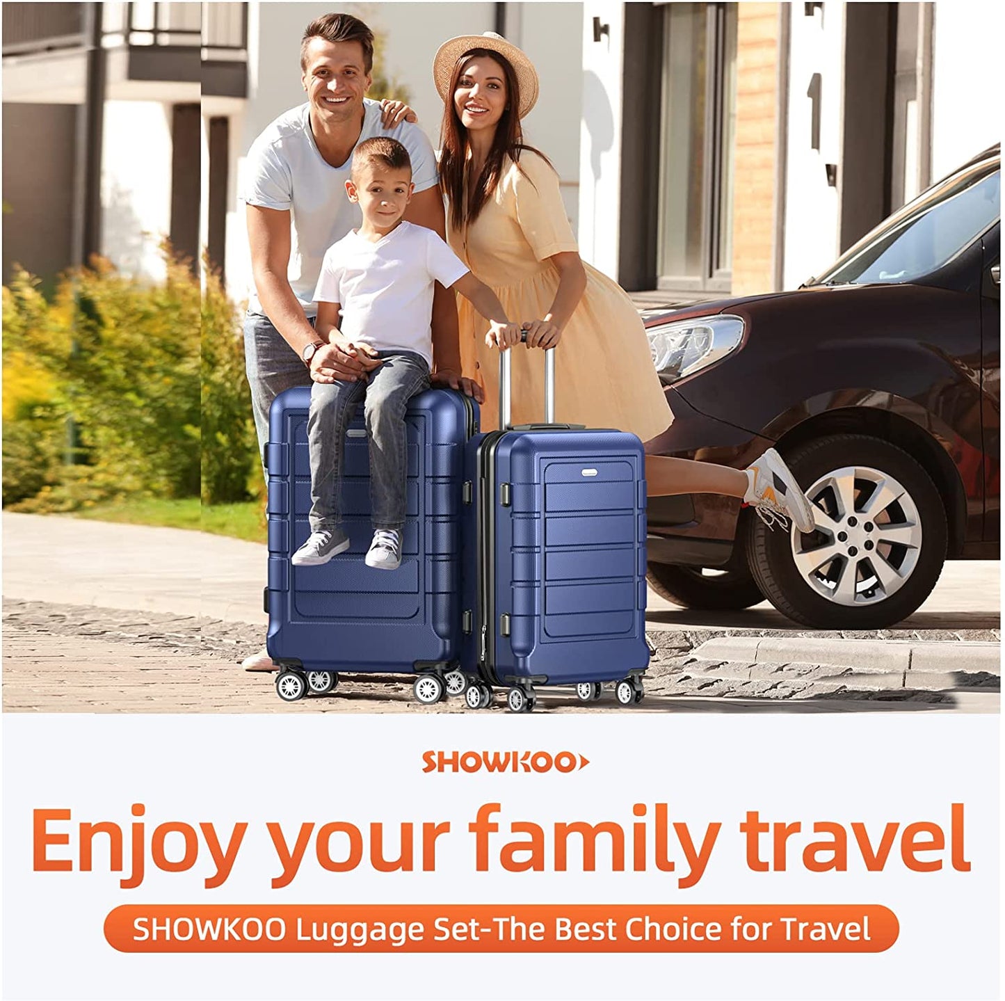 PC+ABS Durable Suitcase Double Wheels TSA Lock Blue