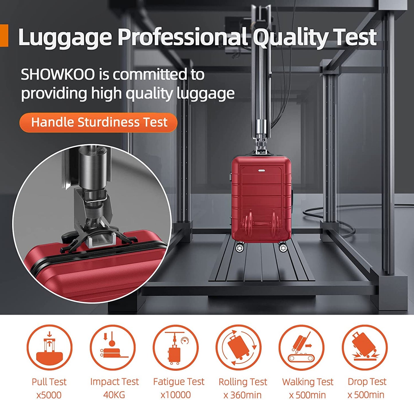 PC+ABS Durable Suitcase Double Wheels TSA Lock Bright Red