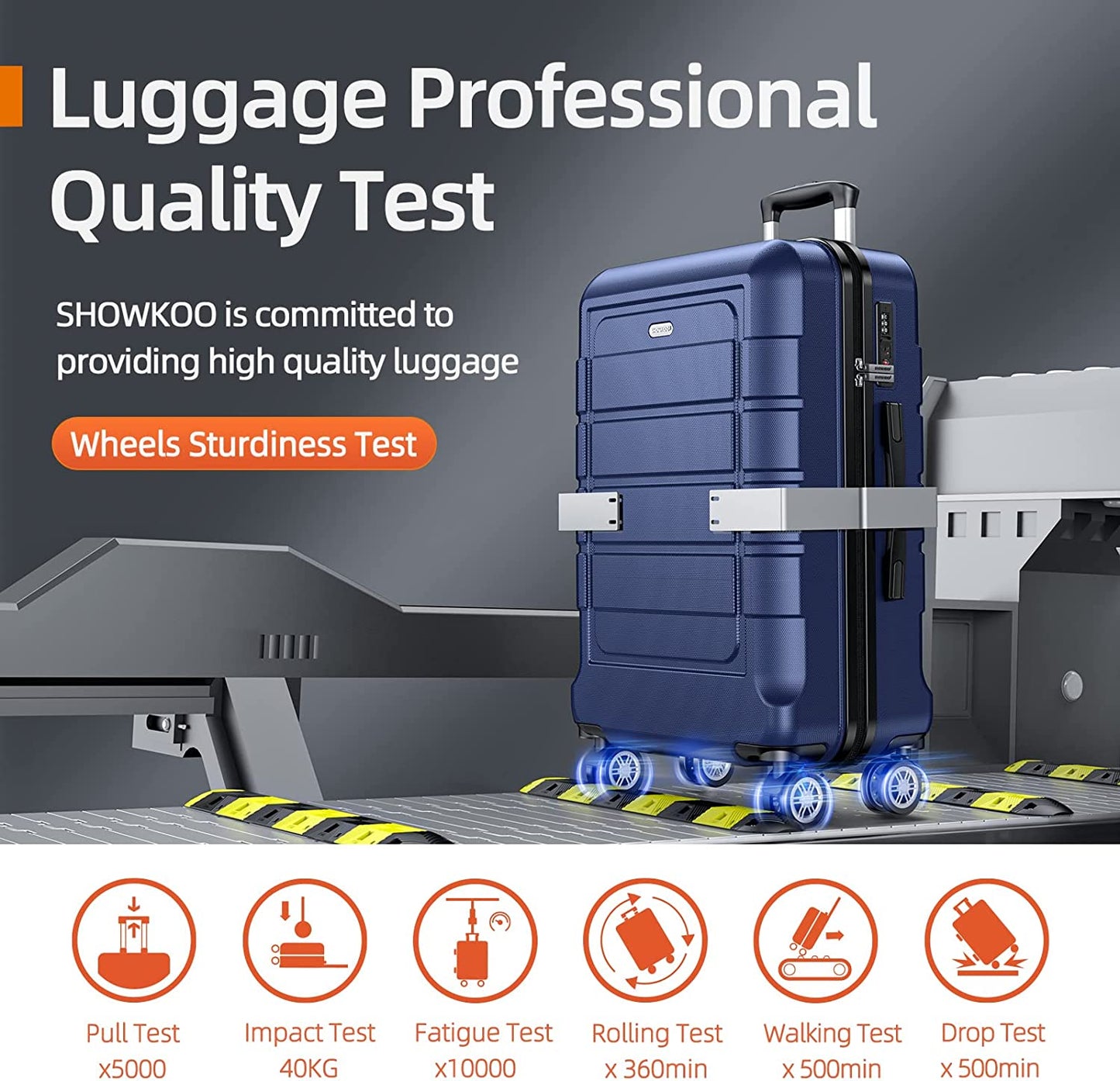 PC+ABS Durable Suitcase Double Wheels TSA Lock Blue