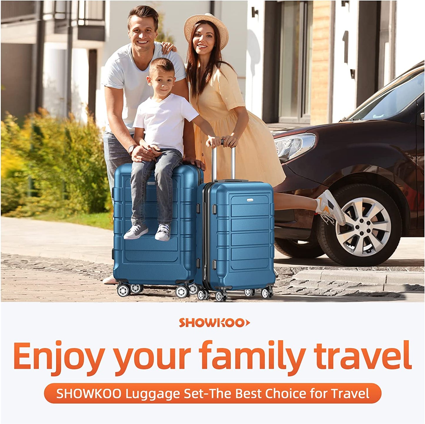 Suitcase Sets Double Wheels TSA Lock 4 Piece Luggage Set Navy