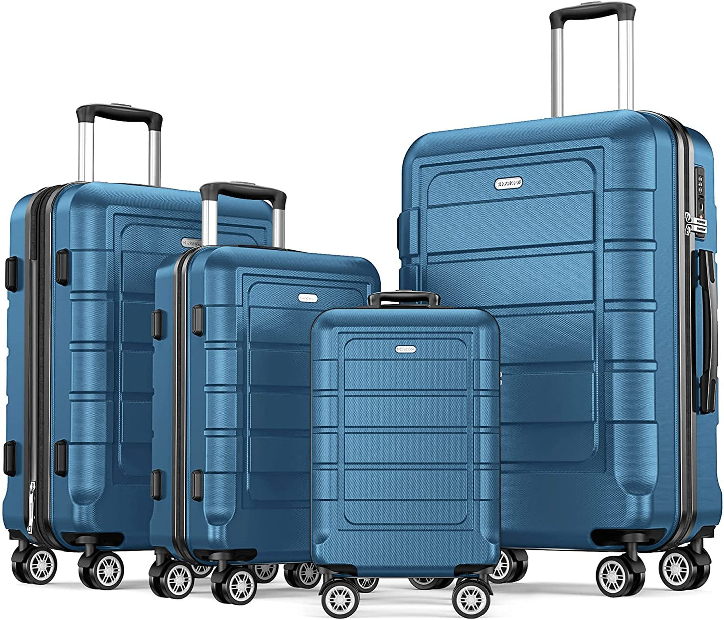 Luggage Sets Expandable PC+ABS Durable Suitcase Sets Double Wheels TSA Lock Family set-Navy