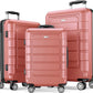 Luggage Sets Expandable PC+ABS 3pcs Suitcase Double Wheels TSA Lock Rose Gold