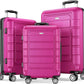 Luggage Sets Expandable PC+ABS Durable Suitcase Sets Double Wheels TSA Megenta