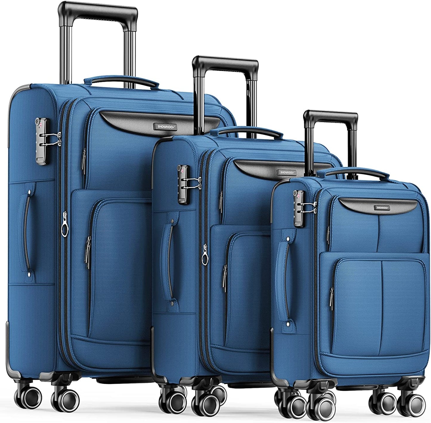 Luggage Sets 3 Piece Softside Expandable Lightweight Durable Suitcase Sets Double Spinner Wheels TSA Lock