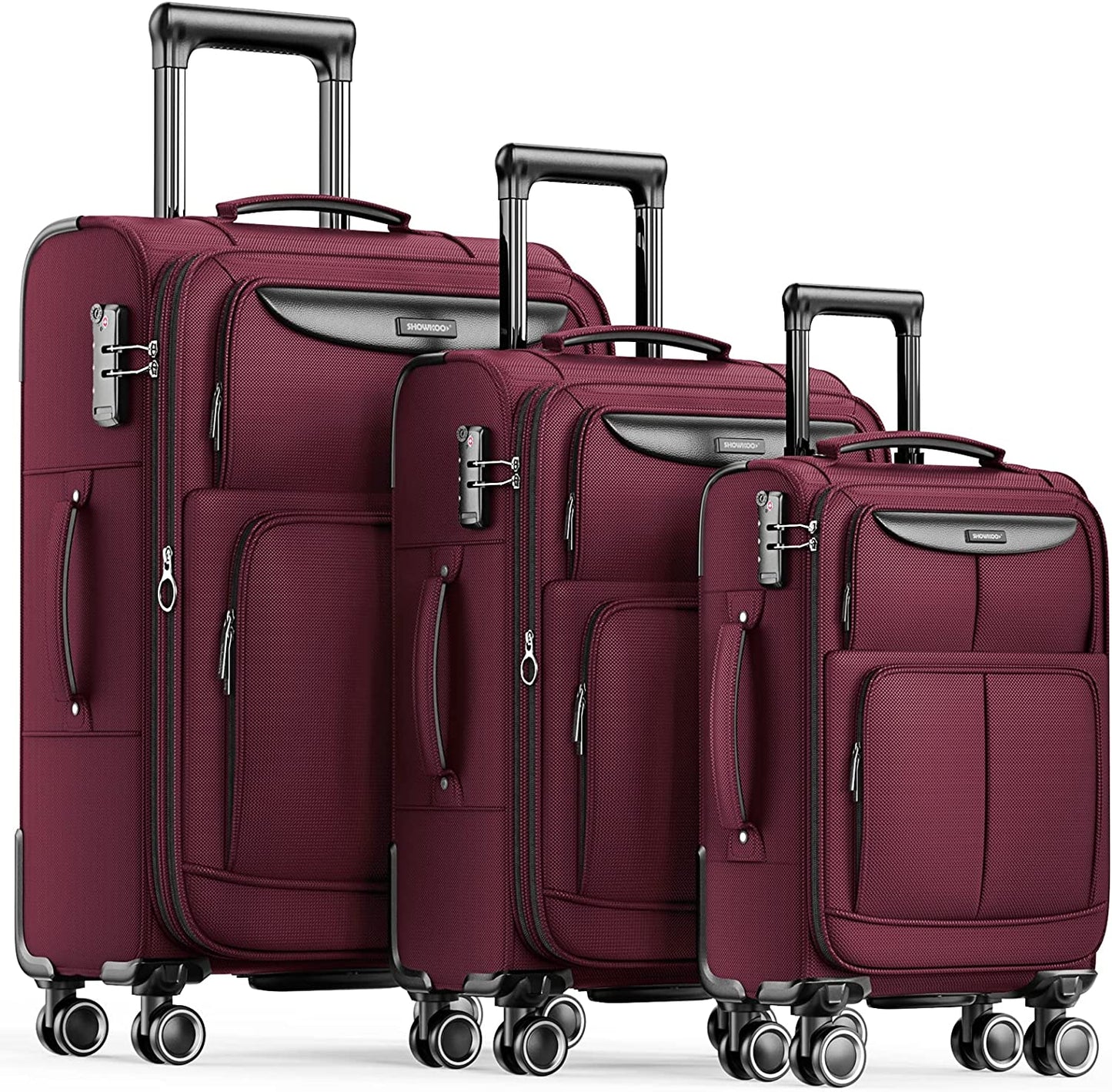 Luggage Sets 3 Piece Softside Expandable Lightweight Durable Suitcase Sets Double Spinner Wheels TSA Lock
