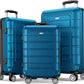 Luggage Sets Expandable PC+ABS Durable Suitcase Sets Double Wheels TSA Lock Sea Blue