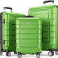 Luggage Sets Expandable PC+ABS Durable Suitcase Sets Double Wheels TSA Lock Green 3pcs