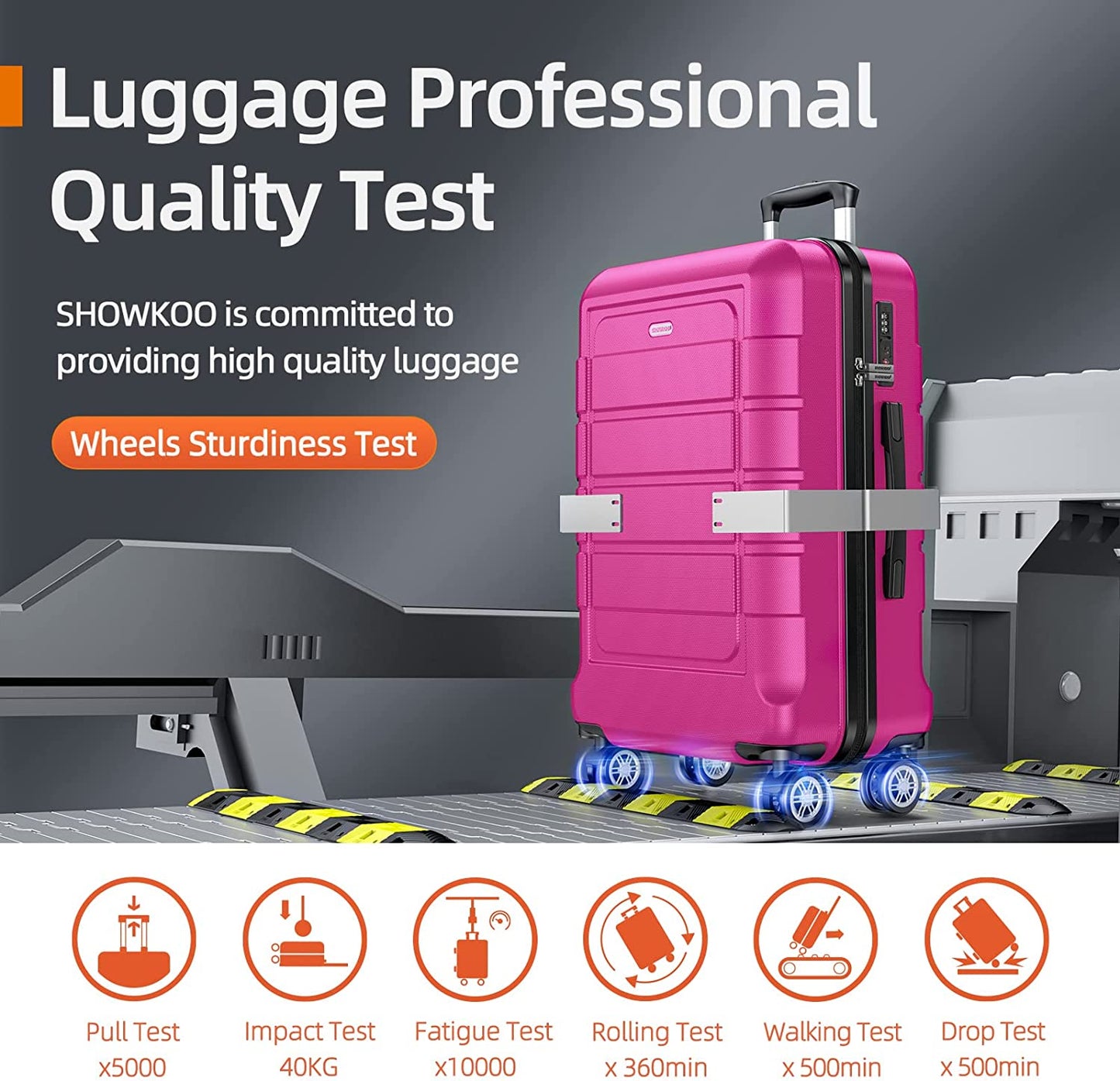 Luggage Sets Expandable PC+ABS Durable Suitcase Sets Double Wheels TSA Megenta